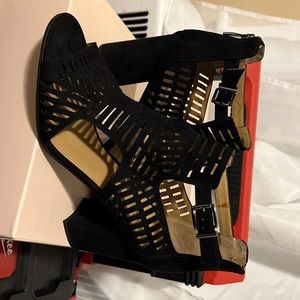 Franco Sarto Maggie Heeled Sandals Black Size 11 NWOT